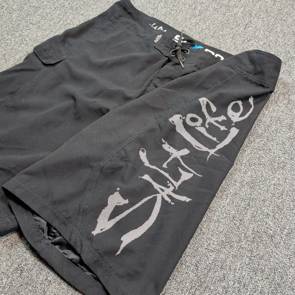 Salt Life SLX-QD Board Shorts 34 Black Quick Dry Surf Fishing Skull Graphic Logo
